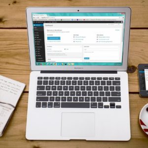Computer with WordPress on the screen