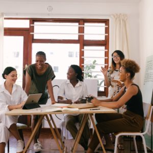team communicating in meeting