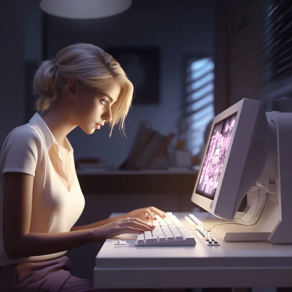 AI generated illustration of a woman working at a computer